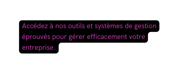 Accédez à nos outils et systèmes de gestion éprouvés pour gérer efficacement votre entreprise