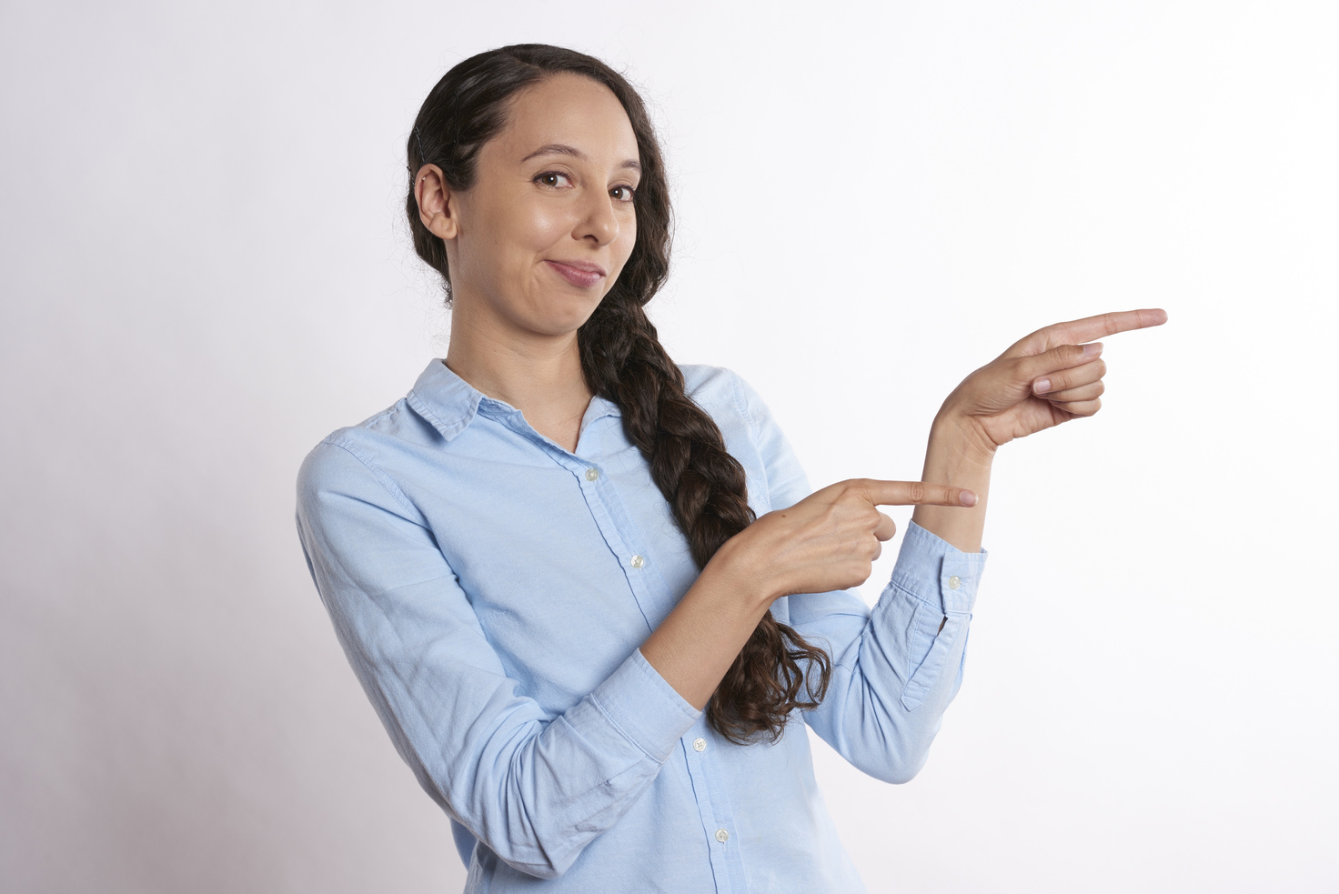 Brunette Woman on White Background