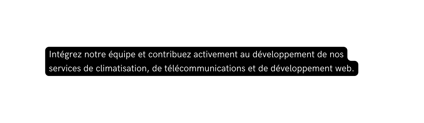 Intégrez notre équipe et contribuez activement au développement de nos services de climatisation de télécommunications et de développement web