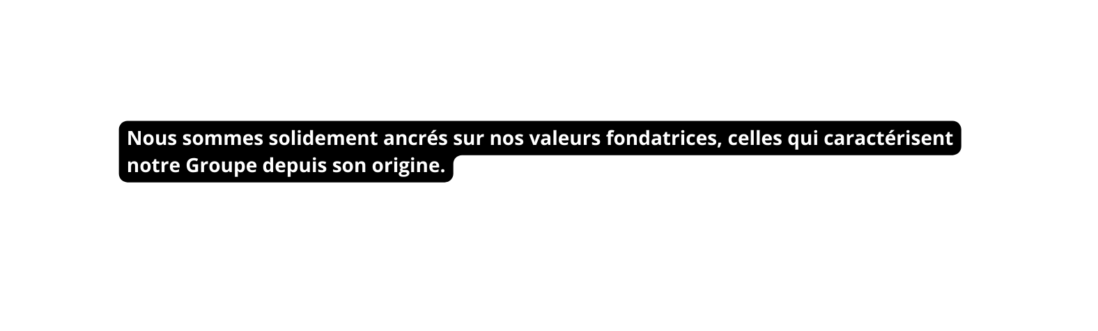 Nous sommes solidement ancrés sur nos valeurs fondatrices celles qui caractérisent notre Groupe depuis son origine